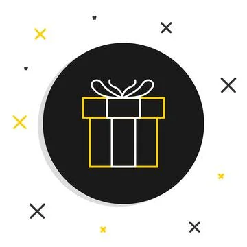 Line Gift box icon isolated on white background. Valentines day. Colorful o.. 스톡 일러스트
