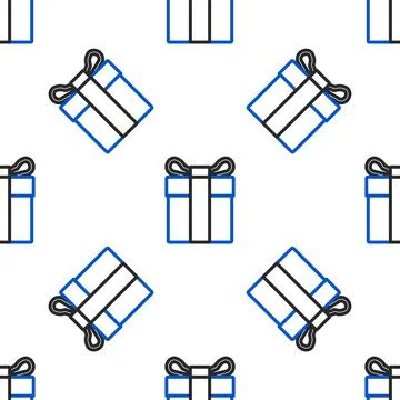 Line Gift box icon isolated seamless pattern on white background. Colorful .. Stock Illustration