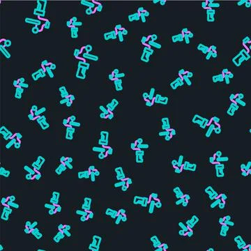 Line Gimbal stabilizer for camera icon isolated seamless pattern on black 스톡 일러스트