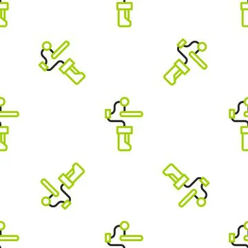 Line Gimbal stabilizer for camera icon isolated seamless pattern on white Illustrazione stock