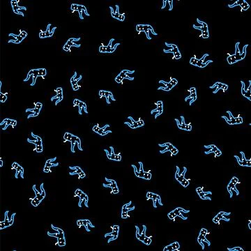 Line Ginger root icon isolated seamless pattern on black background. Vector Stock Illustration