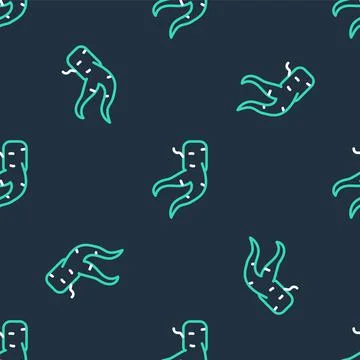 Line Ginger root icon isolated seamless pattern on black background. Vector Stock Illustration