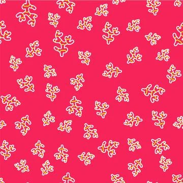 Line Ginger root icon isolated seamless pattern on red background. Vector Stock Illustration