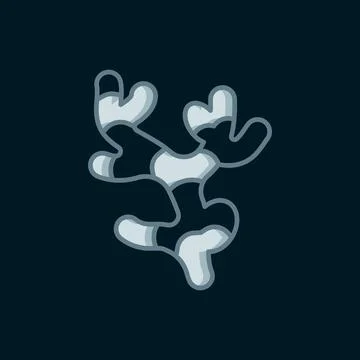 Line Ginger root icon isolated on black background. Flat filled outline sty.. Stock Illustration