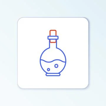 Line Glass bottle with magic elixir icon isolated on white background. Computer Illustrazione stock
