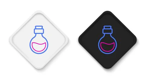 Line Glass bottle with magic elixir icon isolated on white background. Computer Illustrazione stock