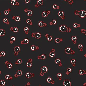 Line Glass bottle with magic elixir icon isolated seamless pattern on black.. Stock Illustration