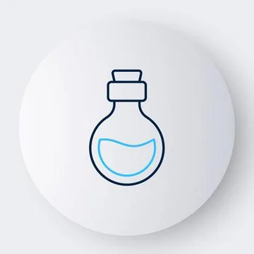 Line Glass bottle with magic elixir icon isolated on white background. Computer Illustrazione stock