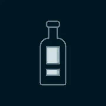 Line Glass bottle of vodka icon isolated on black background. Flat filled o.. Stock Illustration