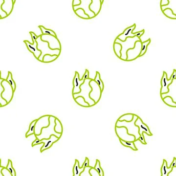 Line Global warming fire icon isolated seamless pattern on white background 库存插图