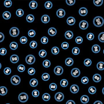 Line Globe 5G Sim Card icon isolated seamless pattern on black background Illustrazione stock