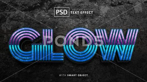 Line glow text effect editable PSD Template