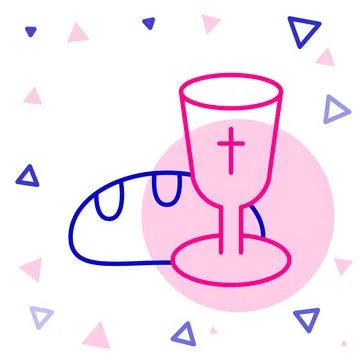Line Goblet and bread icon isolated on white background. Bread and wine cup.. Stockillustratie