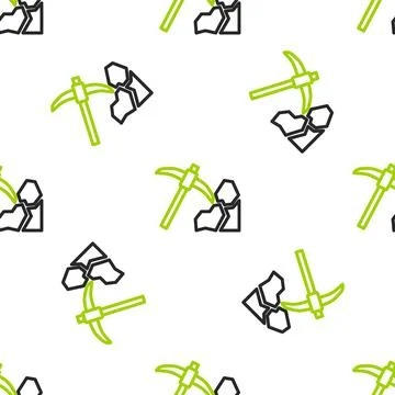 Line Gold mining icon isolated seamless pattern on white background. Vector Stock Illustration
