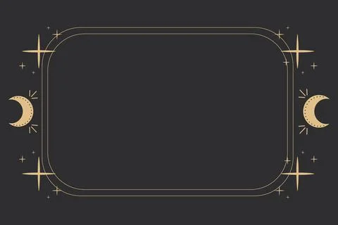 Line golden frame, celestial moon minimal esoteric border, mystyc linear Ilustração Stock