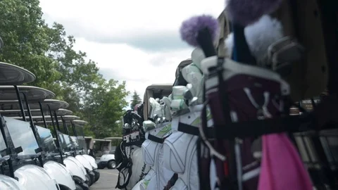 Line-up of Golf Carts 스톡 동영상 89141280