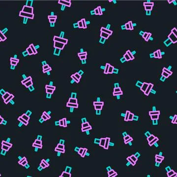 Line Golf tee icon isolated seamless pattern on black background. Vector Illustrazione stock