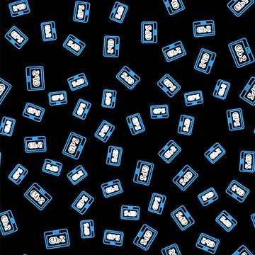 Line Gps device with map icon isolated seamless pattern on black background.  Illustrazione stock