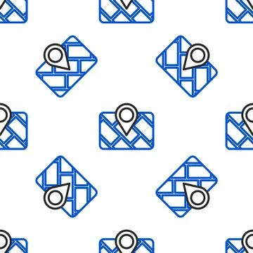 Line Gps device with map icon isolated seamless pattern on white background Stockillustratie