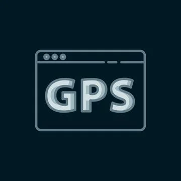 Line Gps device with map icon isolated on black background. Flat filled out.. 스톡 일러스트