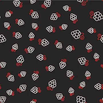 Line Grape fruit icon isolated seamless pattern on black background. Vector Illustrazione stock