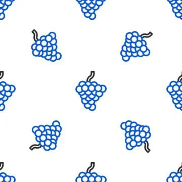 Line Grape fruit icon isolated seamless pattern on white background. Colorful Stock Illustration