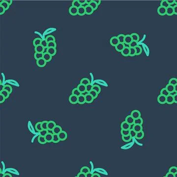 Line Grape fruit icon isolated seamless pattern on blue background. Vector イラスト素材