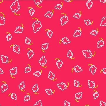 Line Grape fruit icon isolated seamless pattern on red background. Vector Illustrazione stock