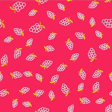 Line Grape fruit icon isolated seamless pattern on red background.  Vector 스톡 일러스트