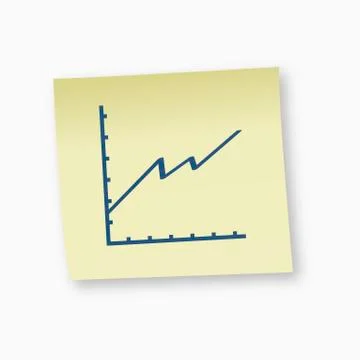 Line graph on adhesive note, close-up Stock Illustration