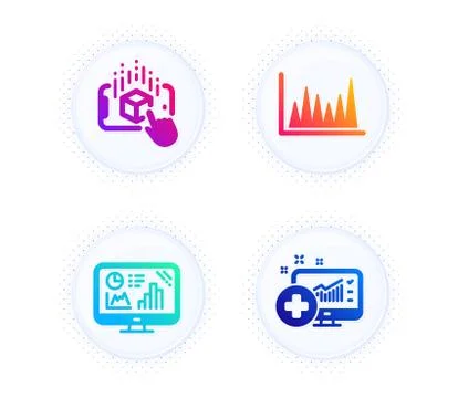 Line graph, Analytics graph and Augmented reality icons set. Medical analytics Stock Illustration