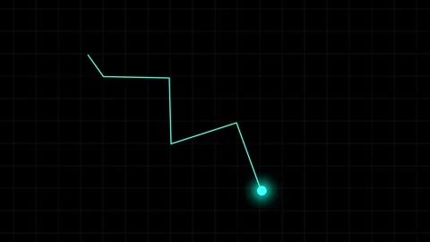 Line graph animation with downward trend. Line graph cyan financial loss vi.. Stock-Footage 337616767