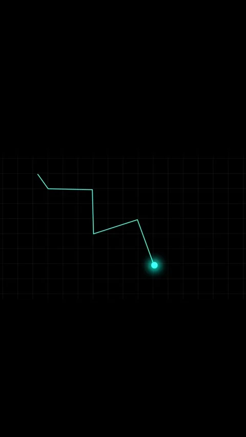 Line graph animation with downward trend. Line graph cyan financial loss vi.. Stock-Footage 346053137