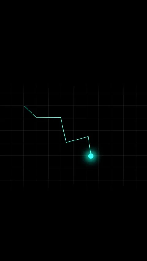 Line graph animation with downward trend. Line graph cyan financial loss vi.. Stock-Footage 346053144