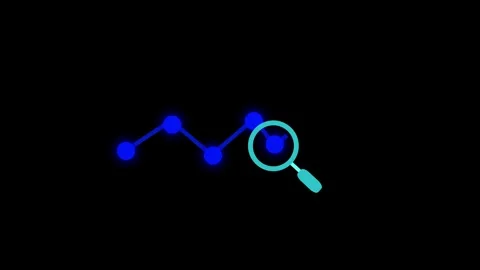 Line graph animation with magnifying glass. Line graph blue digital data se.. Stock Footage 337618506