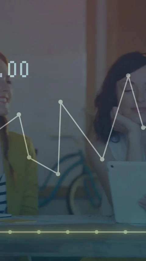 Line graph animation over diverse group of people working in office Stock Footage 344679877
