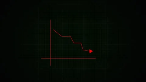 Line graph animation with red downward trend. Line graph financial loss dat.. Stock-Footage 337618074