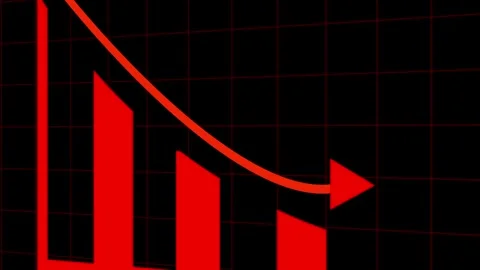 Line graph animation with red downward trend. Line graph financial loss on .. Stock-Footage 337618327
