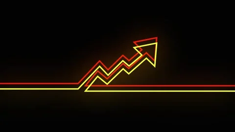 Line graph animation with upward arrows. Line graph red and yellow growth d.. Stock Footage 337617235
