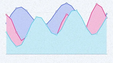 Line graph with area chart overlay showing fluctuating data trends on light.. Stock Illustration