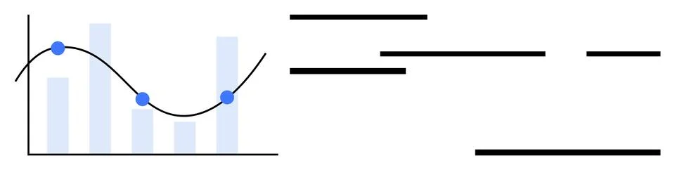 Line graph with blue data points and bars represents business metrics. Adjace Stock Illustration
