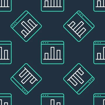 Line Graph, chart, diagram, infographic icon isolated seamless pattern on black Illustrazione stock