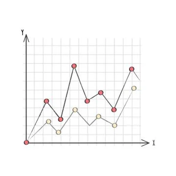 Line Graph Data Presentation Vector Illustration Illustrazione stock