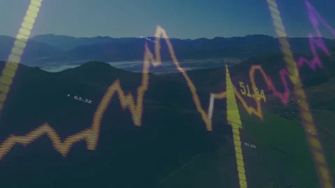 Line graph fading in and growing while bars rising and labels flickering to Stock Footage 312694727