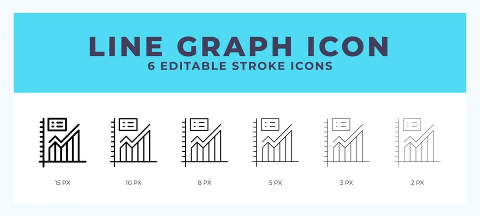 Line graph icon with editable stroke. Outline icon vector illustration. Illustrazione stock