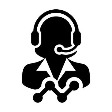 Line graph icon vector female data support customer service person profile Illustrazione stock