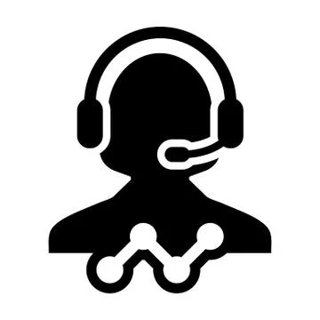 Line graph icon vector female data support customer service person profile Illustrazione stock