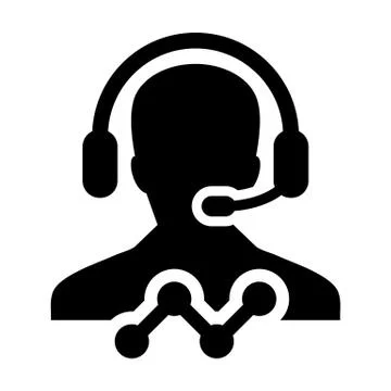 Line graph icon vector male data support customer service person profile avatar Stock Illustration
