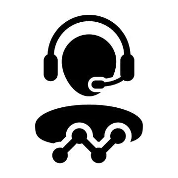 Line graph icon vector male data support customer service person profile avatar Illustrazione stock