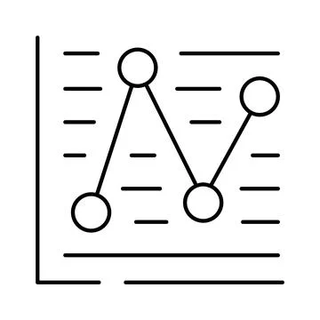 Line graph icon visualizing data analytics statistics Illustrazione stock